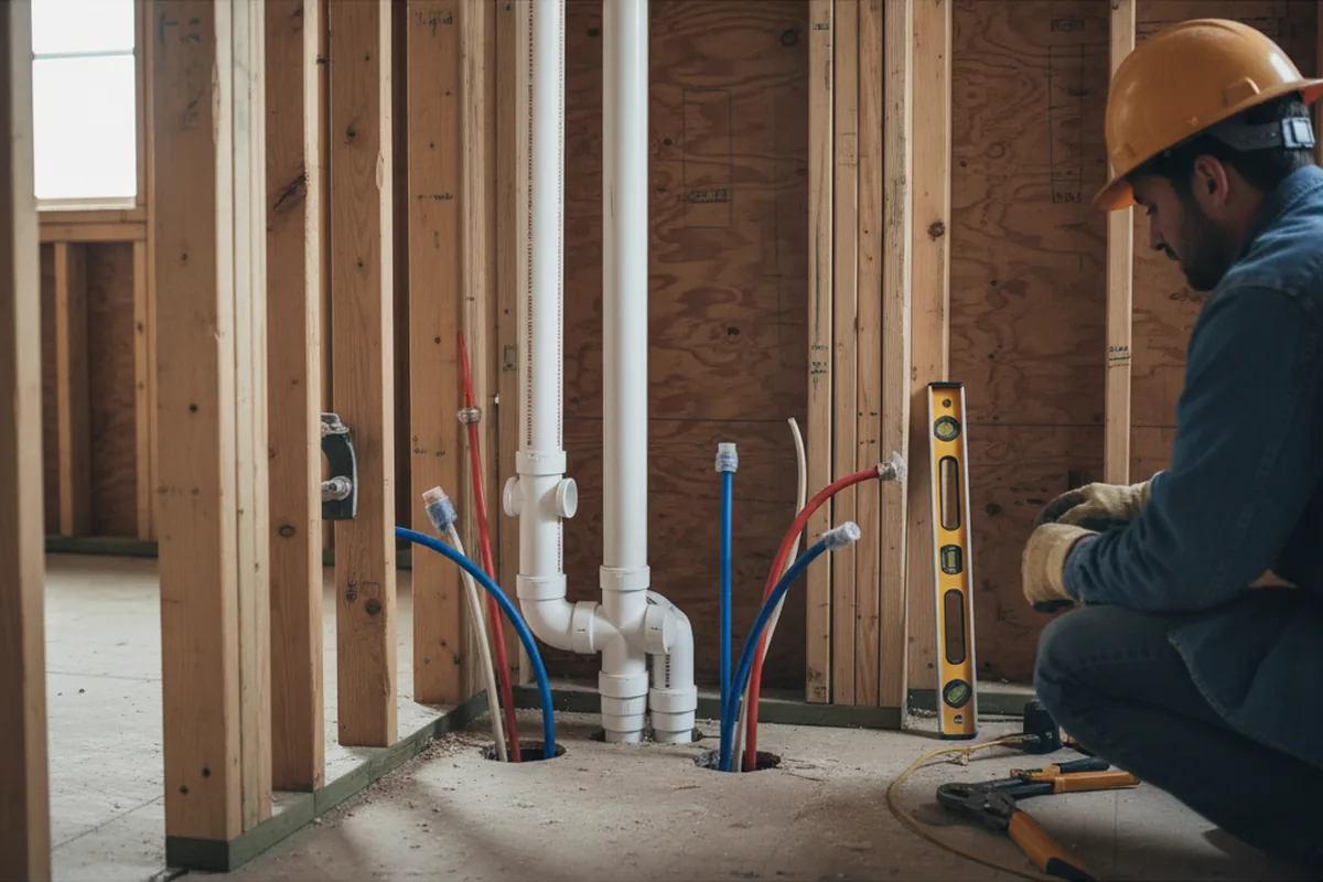 Drain and supply rough-in during Leak Detection in Mabank