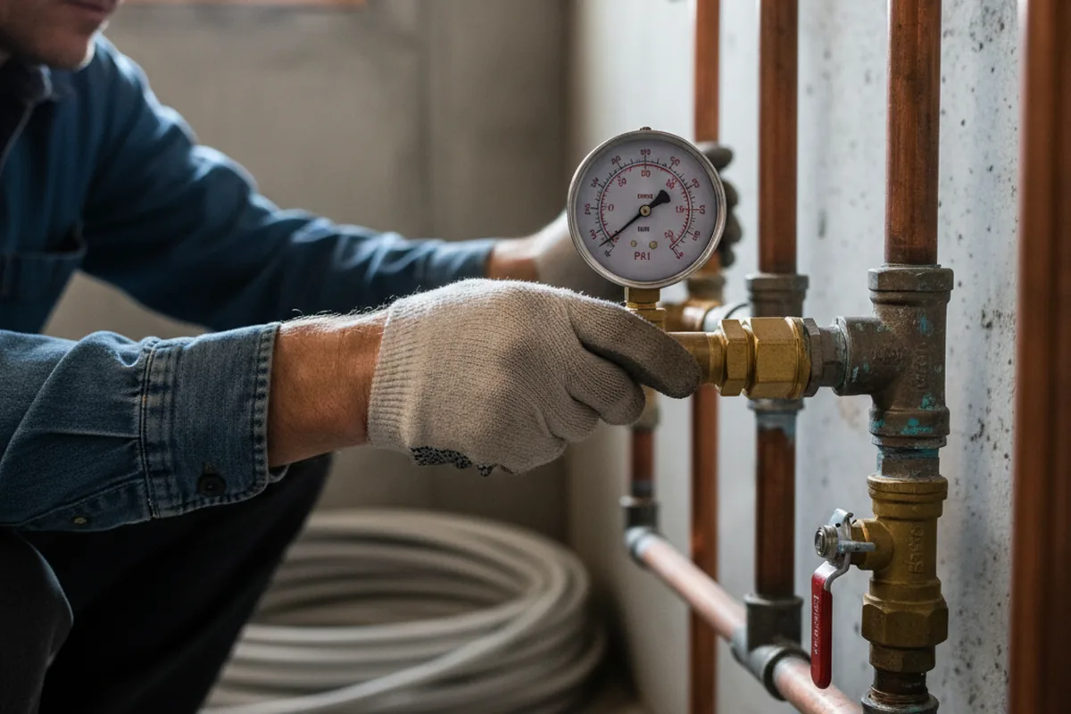 Pressure testing a repaired line during Water Line Repair in Mabank